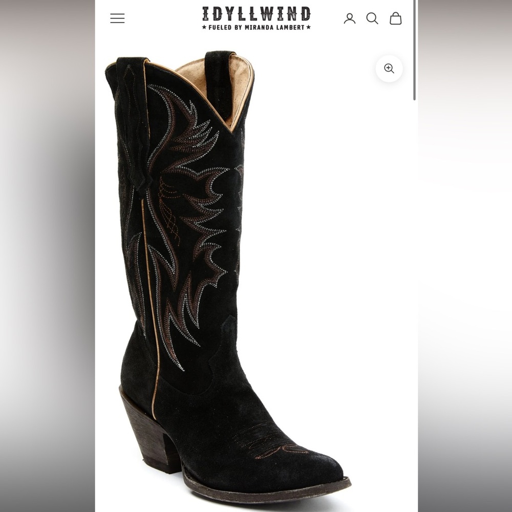CHARMED LIFE BLACK SUEDE WESTERN BOOTS - ROUND TOE